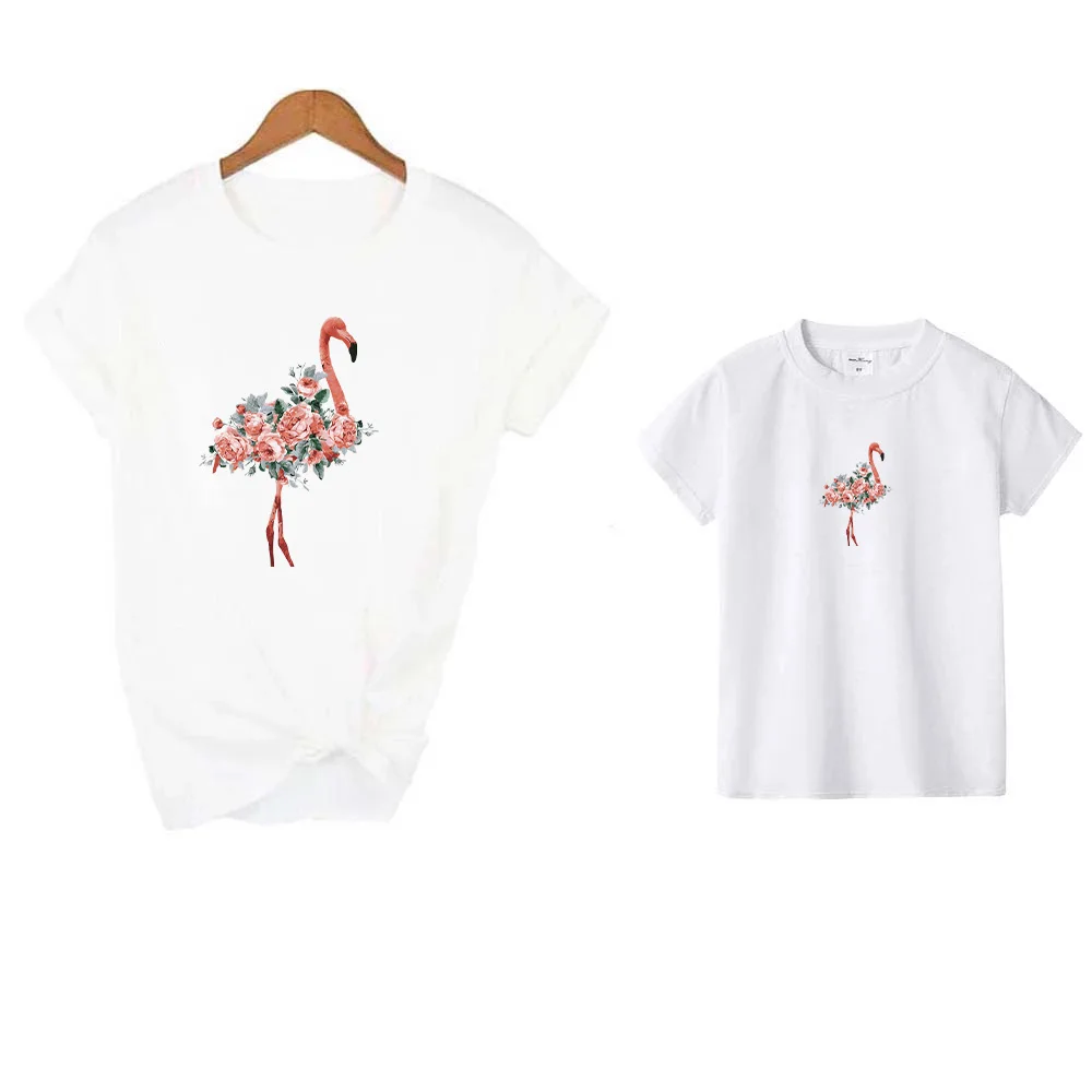 Ziedu Flamingo Ielāpus Apģērbu Bērniem Siltuma Pārneses Uzlīmju Modes Meitene DIY T-Krekls Siltuma Uzlīme Gludināšanas Uz Apģērba