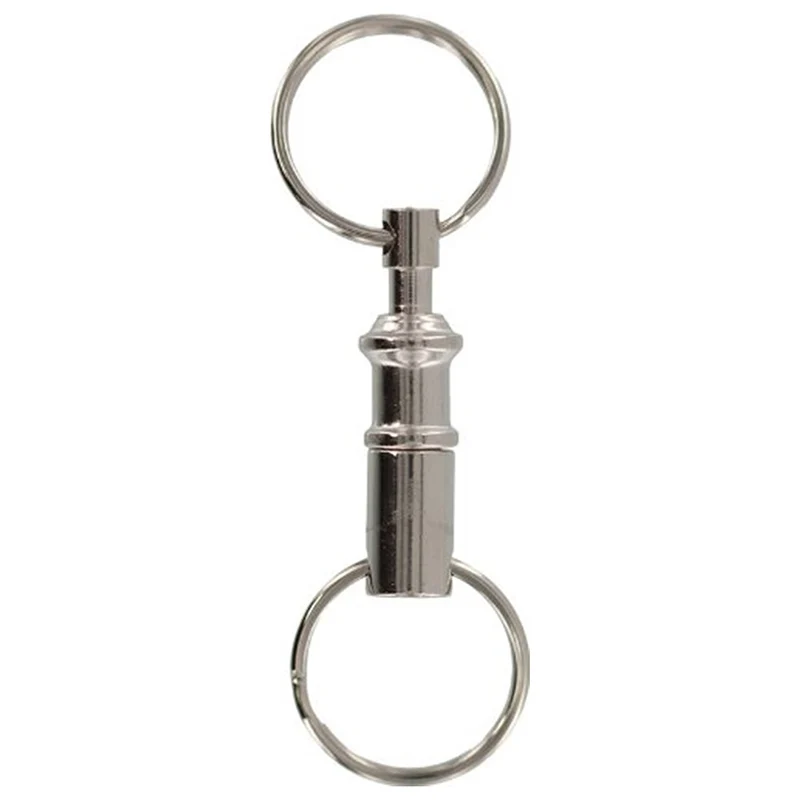10Pcs 8cm Dual Noņemams Atslēgu Gredzens Snap Lock Turētājs Tērauda Hromēts Pull-Neatkarīgi KeyRing Ātri Atbrīvot Keychain