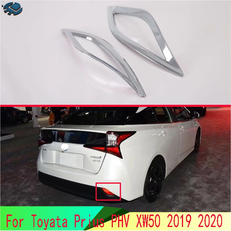 Par Toyata Prius PHV XW50 2019 2020 Auto Piederumi ABS Chrome Aizmugurējais Atstarotājs Gaismas Miglas Luktura Vāciņš Melns, slīpā mala Rāmja Stils