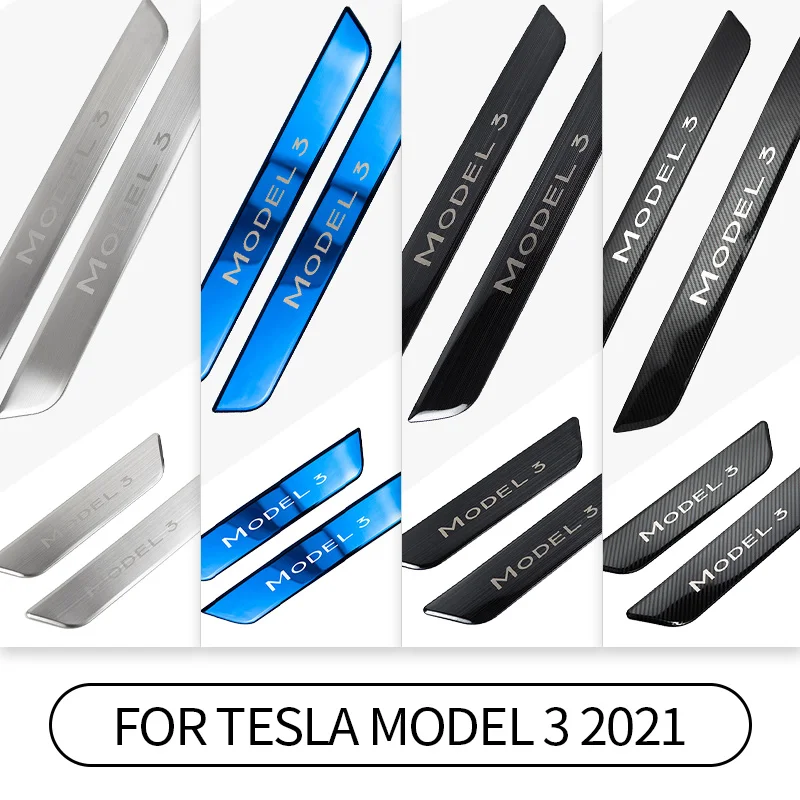 Auto Pedālis StickersFor Tesla Model 3 2017-2021 Automašīnu Durvju Sliekšņa Dekoratīvā Anti-Scratch Aizsargiem Oglekļa Šķiedras Aizsargjosla