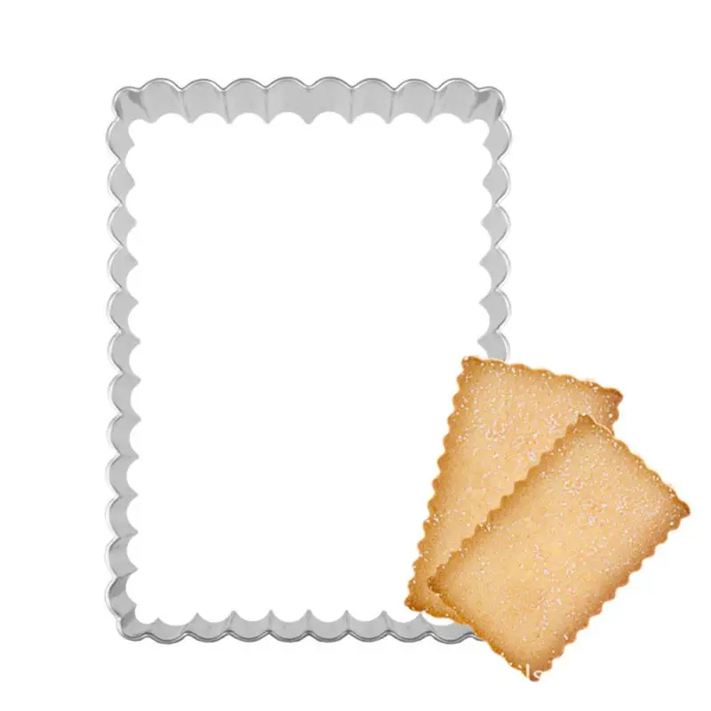 Rievotais Taisnstūra Nerūsējošā Tērauda Cepumu Mīklas Cookie Cutter Kūku Cepšanas Veidnē DIY Mīklas Pomādes Dekorēšanas Pelējuma Rīks