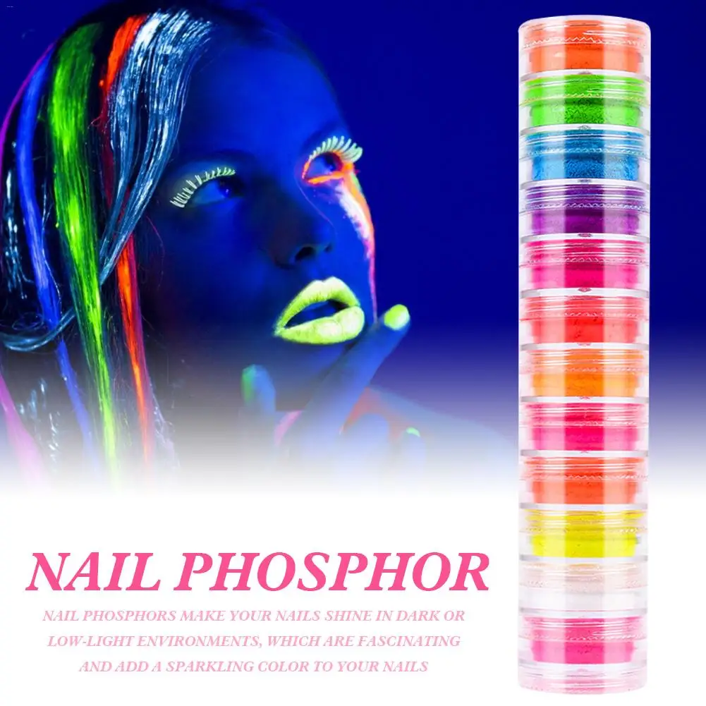 12 Krāsu Glezniecību Nagu Luminiscences Pulveris DIY Ilgstošu Spīdums, Acu Ēnu Pigmenta Neona Fosfora Nail Art Decor Manikīrs