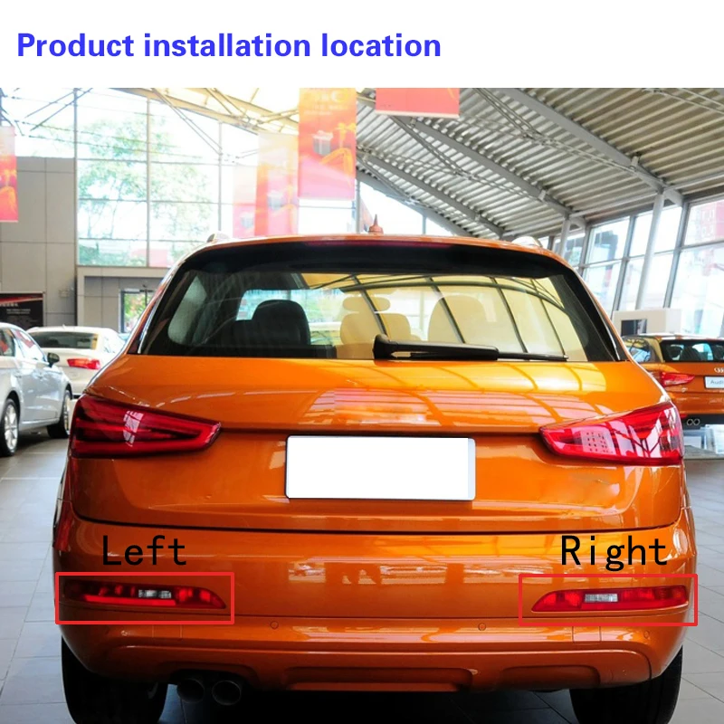 Audi Q3 2013. -.gadam, Aizmugurējo buferi un lukturi, rezerves gaismas, astes sadursmes novēršanas gaismas, bremžu gaismas asambleja