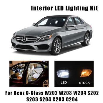 Balts Canbus Auto LED Spuldzes Interjera Lasījumā Kartes Dome Gaismas Komplekts Mercedes Benz C-Class W202 W203 W204 C203 C204 S202 S203 S204