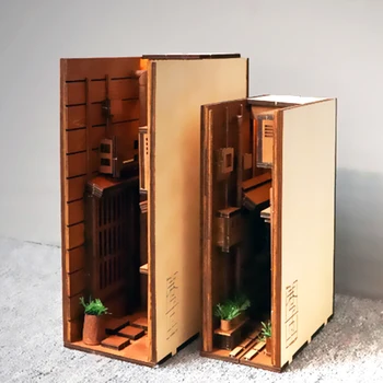 Koka Grāmatu Nook Ievieto Mākslas Bookends DIY Plaukts Dekoru Stāvēt Apdare Japāņu Stila Mājas Apdare Modeļa Ēkā Komplekta Jaunas
