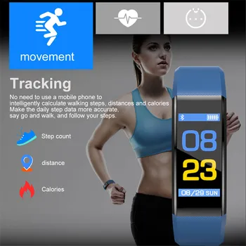 115 Plus Smart joslā Skatīties Veselība Sirdsdarbības Ātrums, asinsspiediens, Fitnesa Tracker miega Monitors Sporta darbojas Aproce mobilajam tālrunim