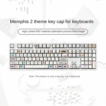 108-atslēga Memphis R1 R2 Keycaps PBT Sublimācijas OEM Ļoti Mehāniskā Tastatūra Keycaps Cherry MX Slēdži Tastatūras 61 87 96 GK64