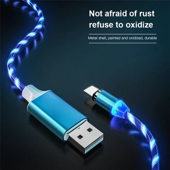 5GAB Magnētisko Kabeļa Mikro USB Gaismas LED Izgaismotas USB Type C Magnētiskas Uzlādes Vadu iPhone Samsung Mobilā Telefona Vadu Stieples