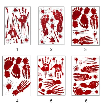 Halloween Dekorēšanas Sienas Uzlīmes Asiņainu Pirkstu Nospiedumu Blooding Handprint Kāju Tapetes Ūdensizturīgu Grīdas, Durvju Dekors