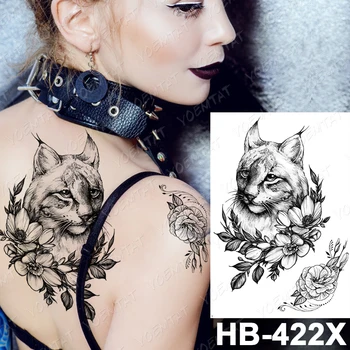 Ūdensnecaurlaidīgus Pagaidu Tetovējumu Uzlīmes Ziedi Kaķis Lūsis Flash Tetovējumiem Pūce Sātans Kazu Body Art Roku Viltus Tetovējums Sievietes Vīrieši
