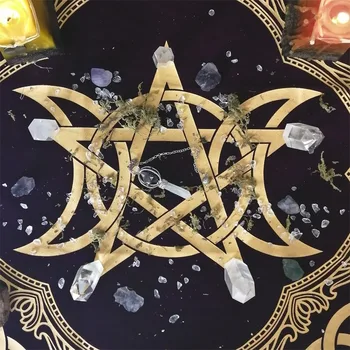 Melnā Altāra Tarot Kartes Puse galdautu Pentagramma Retro Galdauts, lai Zīlēšana Galdauts, lai Tarot ar Pieci Norādīja Zvaigzne