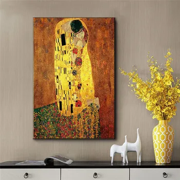 Gustava Klimta Anotācija Lover Kiss Kanvas Glezna Klasiskās Mākslas Vintage Sienas Plakātu Mākslas un Drukas Moderna Galerija, Mājas Dekoru