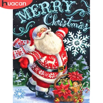 HUACAN Dimanta Krāsošana Santa Claus Cross Stitch Jaunas Ielidošanas 5D DIY Dimanta Izšuvumi Karikatūra Rokdarbu, Ziemassvētku Rotājumi