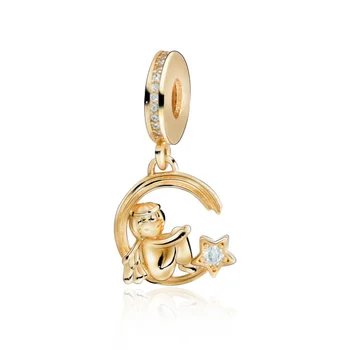 Modes Jauns 925 Sterling Sudraba Pērlītes Zelta Bišu Šarmu Fit Original Pandora Piekariņi Rokassprādzes Sievietēm DIY Rotaslietas Dāvanu