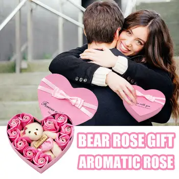 Mākslīgās Rozes Ziedi Box Dāvanu Rožu Pušķis Sirds Formas Dāvanu Kaste Jubileju Valentīna Mātes Dienā, Kāzu Dekorēšana