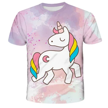 Vasara ir 2021. xxx Meitenes Bērnu Multfilmas Unicorn t Krekls 3D Iespiesti Zēni Streetwear Bērniem, Bērnu Drēbes, Bērnu Smieklīgi Camiseta O-veida Kakla