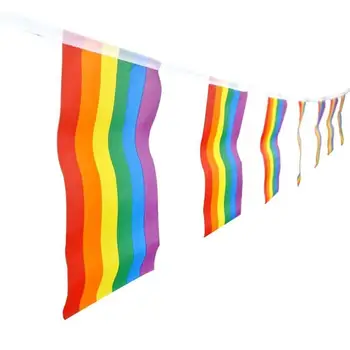 20PCS/String 5 Metrus Varavīksnes String Karoga Virknes Krāsains Miera Karogi, Banneri LGBT Praida Karogu, Lesbiešu Geju Tiesības Karājas Stērste