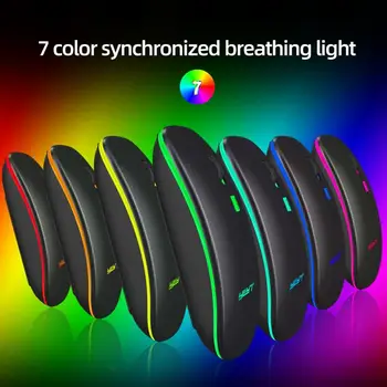 2.4 G Ultra plānais LED Krāsains Apgaismojums Uzlādējamā Pele Mini Bezvadu Izslēgtu USB Optisko Ergonomisks Spēļu Pele Pele