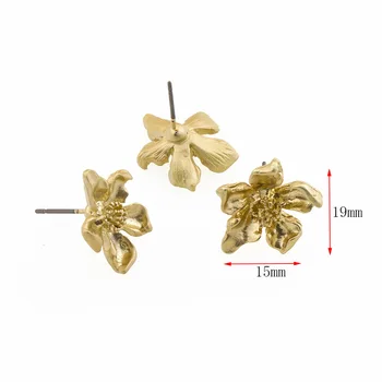 10Pcs DIY Auskari Iestatījumu, Roku darbs Matt Golden Flower auskariem Savienotāji Auskari Bāzi Rotaslietu izgatavošana Piederumi