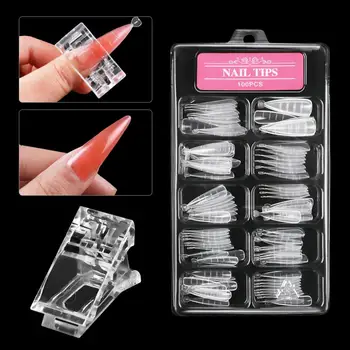 100gab/Box Nagu DIY Padoms Modes Unikālu UV Akrila Mandeļu Nagu Dual Formas Duncis Formas Nagu Veidnes Nail Art Pirkstu Pagarināšana