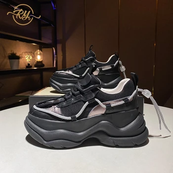 RY-RELAA Eiropā stacijas Īstas Ādas kurpes sieviešu čības 2021. gada pavasarī jaunā stilā platformu čības INS chunky čības