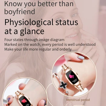 Ir 2021. H8 pro Smart Skatīties Sieviešu Modes Jauki sieviešu pulksteņi Sirdsdarbības Monitoringa Zvanu atgādinājumu Bluetooth IOS Android