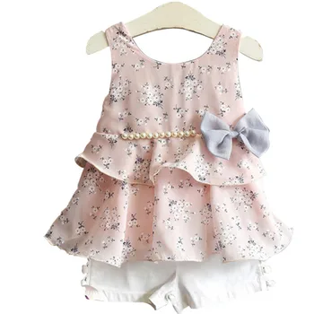Ir 2021. Jaunā Pavasara Vasaras Bowknot Baby Girl Bērnu Apģērbu Šifona Piedurknēm Korejas Modes Gadījuma Svārki Meitene Apģērbs Divas Gabals, Kas