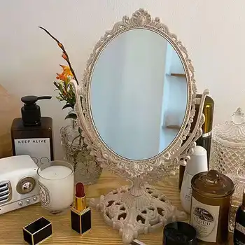 Mājas Dekorēšanas Piederumi Ins Franču Retro Darbvirsmā Veiciet Sejas Spogulis Kopmītnē Rotējošo Princese Spogulis Mērci