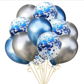 Metāla baloni 15pcs12 Collu Biezu Kārtu Lateksa Konfeti Ballon Kāzu Gaisa Bumbu Dzimšanas dienas svinības Rotājumi Bērnu Duša