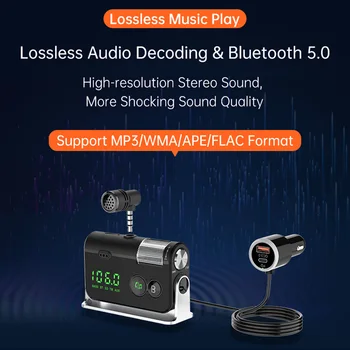 Automašīnas Bluetooth saderīgu 5.0 FM Raidītājs USB C PD Hands Free Bass Mūzikas Atskaņotājs Vienvirziena Mikrofons Trokšņa Samazināšana