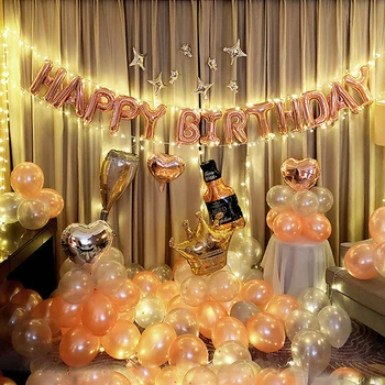 1 komplekts Happy Birthday Vēstules baloni kāzu svinības Rožu Zelta folija baloni alfabētu, bērnu, Pieaugušo partijas Apdare