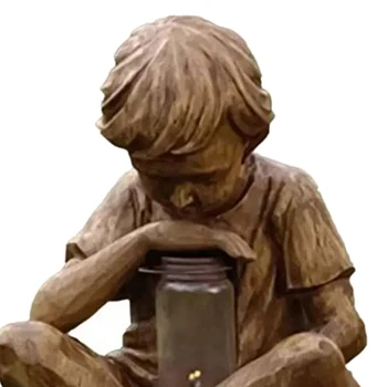 Sveķu Dievs Zēns Statuja Skulptūra ar Gaismas Rotājumu Dārza Pagalmā Statuetes Statuja Mājas, Dārza Dekori