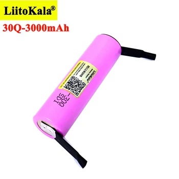 LIitokala 30Q 3,7 V 18650 3000mAh akumulators INR1865030q 3.6 V gāzizlādes 20A Max 35A baterijas + DIY Niķeļa