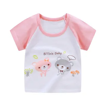 Bērnu, Zēnu, Meiteņu T-Krekls 2019 Gadījuma Modes Vasaras Toddler Kokvilnas Stilā ar Īsām Piedurknēm O-veida Kakla Print T-Krekli 6M -7 Gadiem