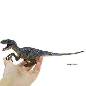 Zila Velociraptor Dinozauru Rīcības Attēls Dzīvnieku Modeļa Rotaļlietu Savācējs