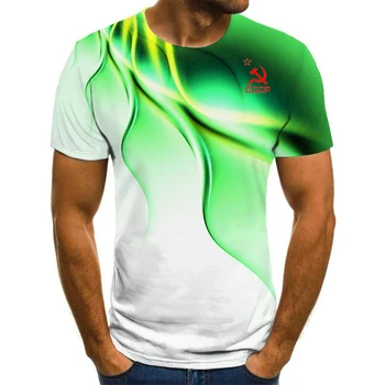 Jaunas Ielidošanas PSRS CCCP krievu Stilā 3D, T-krekls Vīriešiem un Sievietēm Vasaras Modes Īsām Piedurknēm Harajuku Apģērbs, T Krekls, t-veida Topi