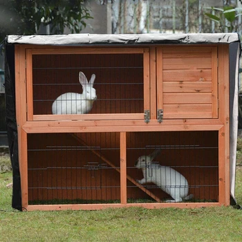 3 Krāsas 4FT Ūdensizturīgs Pretvēja Rabbit Hutch Segtu Āra Dārza Lauksaimniecības Dzīvnieku Pet Zaķis Būris Putekļu Oxford Auduma Bez Būris