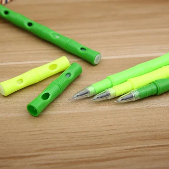 1pc 0.5 mm radošo kancelejas preces ķirbis formas bambusa flauta gēla pildspalva Divreiz devās rakstīšanas pildspalva black ink materiāls
