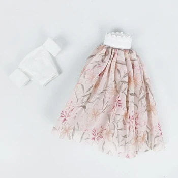 Balts Rozā Ziedu Apģērbu Barbie Lelle Kleita Tērpiem Uzstādīt Puse Kleita Baltā Bāzes Krekls & Svārki 1/6 Lelles, Aksesuāri, Rotaļlietas Bērniem
