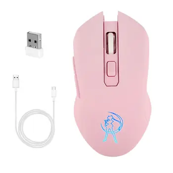 Uzlādējams Rozā Meitene Klusums LED Optiskā Spēle Pelēm 1600DPI 2.4 G USB Bezvadu Peles PC Klēpjdators, galda Dators