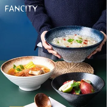 FANCITY Japāņu keramikas bļodas, ramen bļodā, trauku komplekts, nūdeles bļoda, sadzīves nūdeles bļoda, rīsu bļoda, zupas bļoda, lielā creati