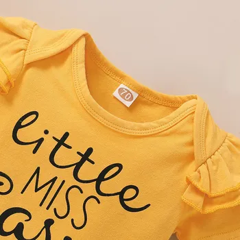 Ir 2021. Vasaras Jaundzimušo Bērnu Pidžamas Meitene Apģērbs Little Miss Sassy Bikses Vēstuli Romper Šorti Zīdaiņu Bērnu Galvas Saiti 3 Gab., Apģērbu Komplekts