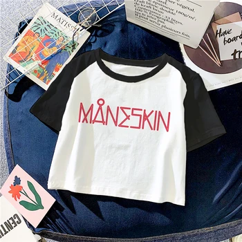 Modes Streetwear Harajuku Maneskin Y2k Apgriezts Topi Tshirts Kawaii T-Krekli, Sieviešu Ikdienas Kultūru Top Smieklīgi Drēbes Grafikas Tees