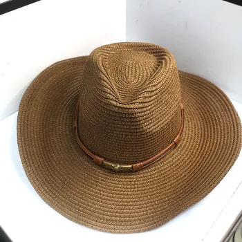 HT445 ir 2021. Jaunu Modes Vasarā Saules Cepuri Kovboju Cepure Roku darinātās Panama Beach Cepuri Platām Malām Klp Vīriešiem, Sievietēm, Salmu Cepures