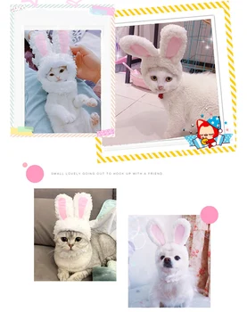 Ir 2021. Jaunākās Pet Cat Kostīmi Plīša Trusis Cepuri Bunny Ausis Kaķi Suņi Darbības Aksesuārus Cosplay Kostīmi Piegādes Pet Produkti Karstā