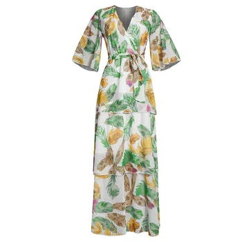 Āfrikas Drukāt Maxi Kleitas Sievietēm Vasarā Ir 2021. Elegants Puse Piedurknes Vakara Tērpi Ankara Ziedu Boho Šifona Kleita Tērpiem