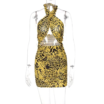 Chicology Sievietēm Vasarā Ir 2021. Sexy Kleita Leopards Drukāt Dobi No Piedurknēm Mini Bodycon Modes Dzimšanas dienu Y2K Kleitas