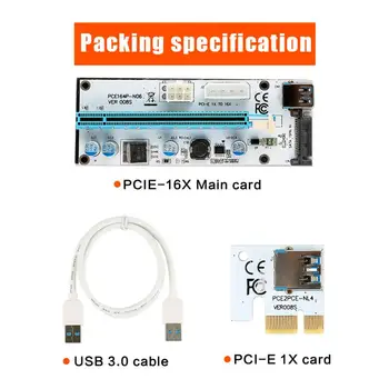 USB 3.0 PCI-E Express 1x, Lai 16x Extender Stāvvadu Kartes Adapteris SATA Barošanas Kabelis Augstas 1000MB/S Bitcoin Mining BTC Grafikas Karte