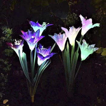 Āra LED Saules Gaismas RGB Krāsu Lily Rose Garden Ziedu Ūdensizturīgs Dekoratīvās Lampas Pagalmā Mauriņu Ceļš Kāzu Pasaku Gaismas