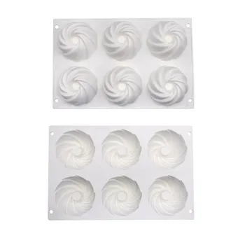Jauns 6 Dobumā Spirālveida formas silikona Bundts Kūka Pannas Maizes Bakeware Pelējuma cepšanas Rīki Ciklona Formas Kūka Pelējuma DIY Cepšanas Rīku
